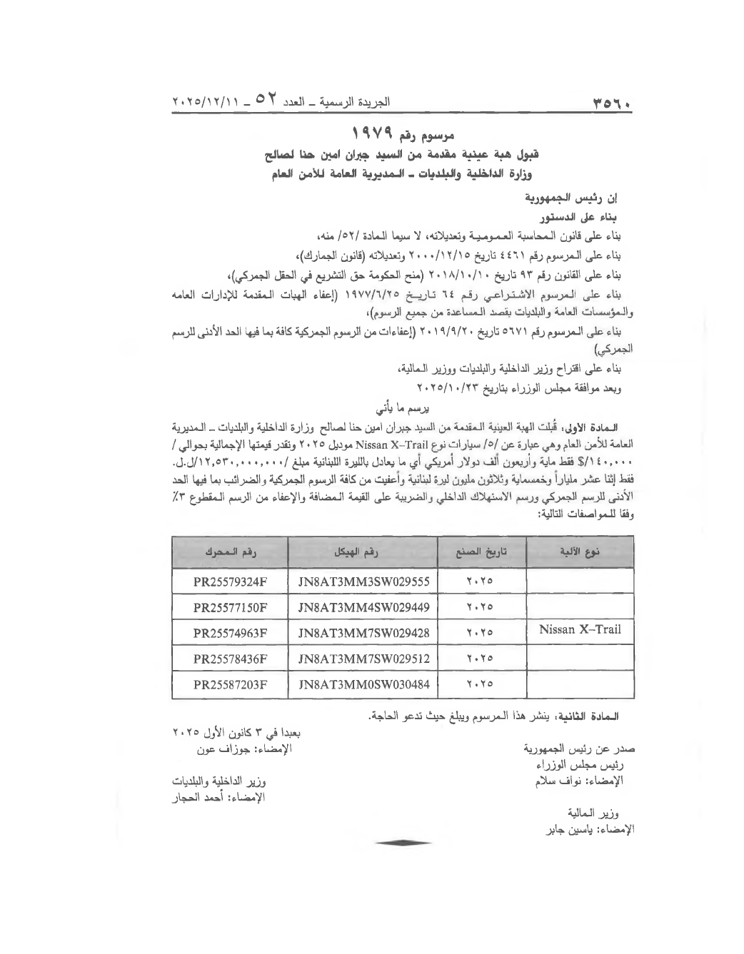 Page 1 of the text as published in the Official Gazette